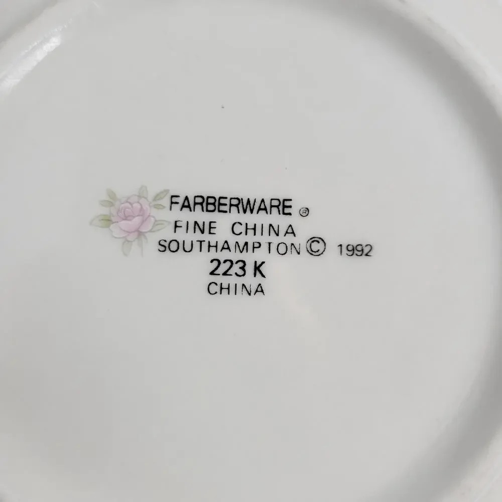 Farberware Fine China Southampton 1992 223K China Bowl Pink Rose Floral Paint